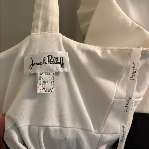 Joseph Ribkoff Elegant Black & White Ruffle Halter Dress sz 8 LBD - Picture 8 of 9